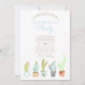 Cactus Garden | Waterverf Engagement Party Uitnodi Kaart (Voorkant)