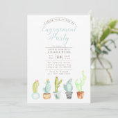 Cactus Garden | Waterverf Engagement Party Uitnodi Kaart (Staand voorkant)