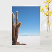 Cactus géant sur la carte de voeux Salar de Uyuni (Fleur jaune)