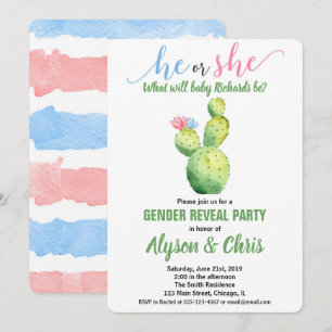 Cactus gender onthullen uitnodiging fista succulen