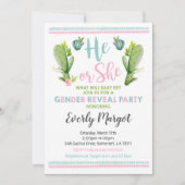 Cactus Genre Reveal Party Invitation Baby Reveal (Devant)