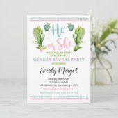 Cactus Genre Reveal Party Invitation Baby Reveal (Debout devant)