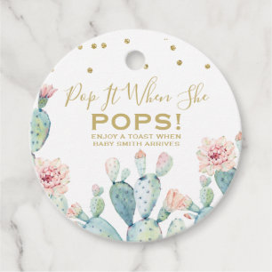 Cactus Gold Calligraphy Baby shower Pop IT Favor Bedankjes Labels