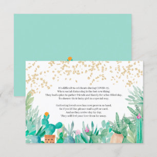 Cactus gold glitter waterverf baby shower insert kaart
