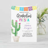 Cactus Graduation Party Fiesta Uitnodiging (Staand voorkant)
