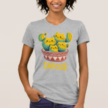 Cactus Grappige Kat Cactus Pun Dames Grijs T-Shirt