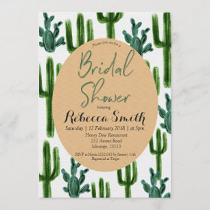 Cactus Green Bridal Shower Invitation Green