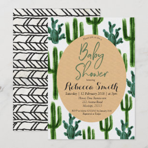 Cactus Greenery Baby shower Invitation Modern Kaart