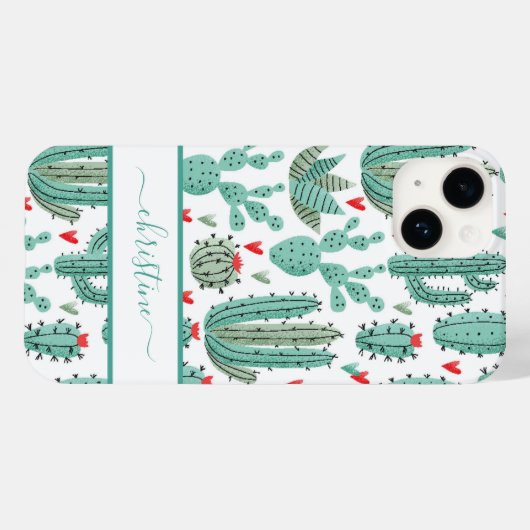 Cactus groen wit naam script Case-Mate iPhone case (Achterkant (horizontaal))