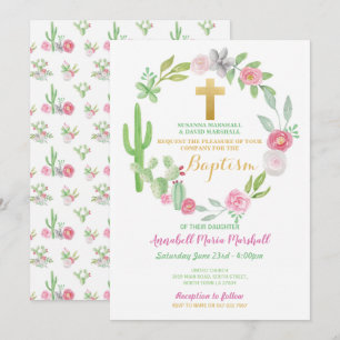 Cactus Groene doop doopsel Cacti Roze Kaart