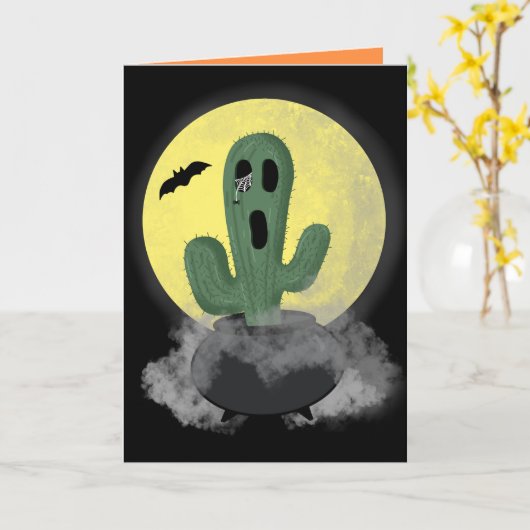  Cactus Halloween Kaart (Gele Bloem)