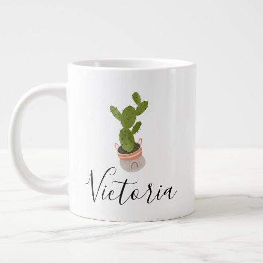 Cactus Hand Drawn Rainbow Pot Name Extra Grote Beker (Links)