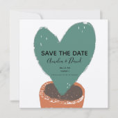 Cactus handgetekende hart Hoya plant save the date (Voorkant)