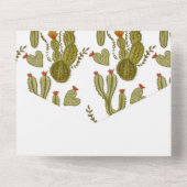Cactus Hearts Waterverf Hand Painted Wedding All In One Uitnodiging (Achterkant)