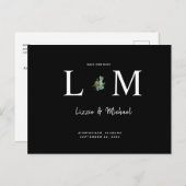 Cactus hedendaags Monogram zwart bewaart onze datu Briefkaart (Voorkant / Achterkant)