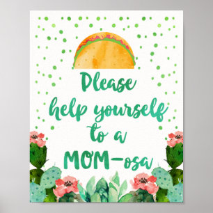 Cactus Help jezelf bij een MOM-osa Baby shower Sig Poster