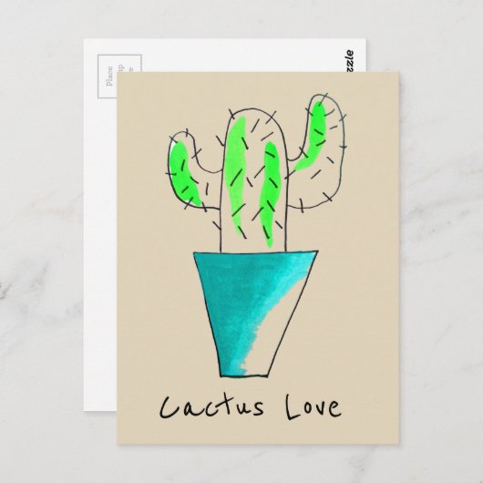 Cactus houdt van Mexicaanse woestijn schattige ill Briefkaart (Voorkant / Achterkant)