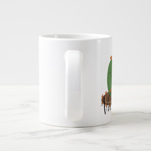 Cactus Hugging Doodle Name Giant Coffee Mok (Achterkant)