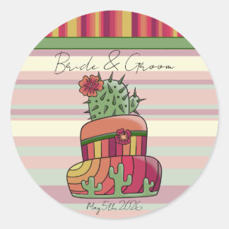 Cactus Huwelijkssticker Ronde Sticker
