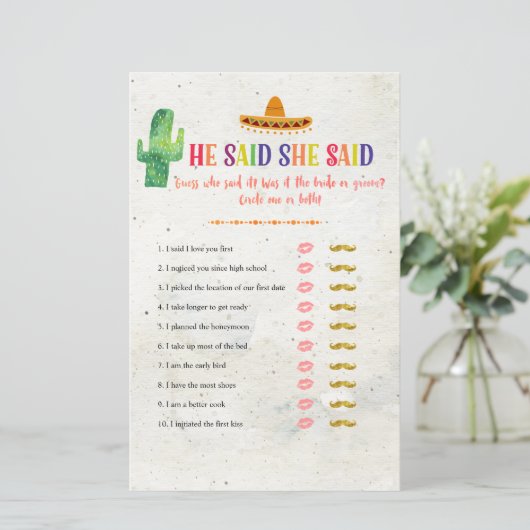 Cactus il a dit qu'elle a dit carte de jeu de douc (Debout devant)