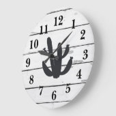 Cactus Illustration Decor Rustic Shiplap Grote Klok (Hoek)