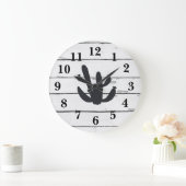Cactus Illustration Decor Rustic Shiplap Grote Klok (Huis)