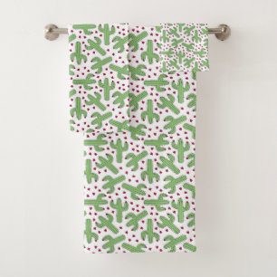 Cactus illustré et motif de fleurs rose