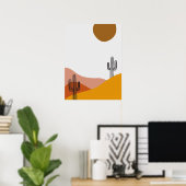 Cactus in de woestijnlandschapsillustratie poster (Thuiskantoor)