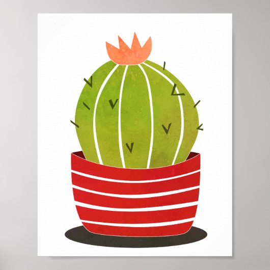 Cactus in een pot met minimale kunst poster (Voorkant)