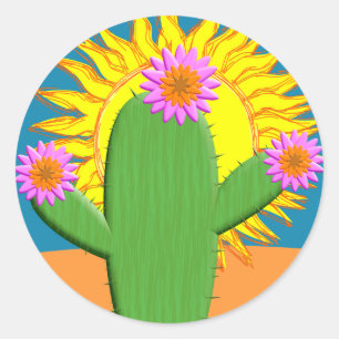 Cactus in een zonnige dag ronde sticker