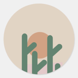 Cactus in huis Boho Zon Design Ronde Sticker