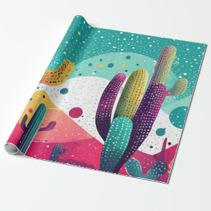 Cactus in levendig heldere kleuren cadeaupapier