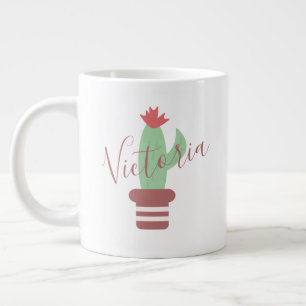 Cactus in pot gestreept naam Reuzen koffiemok Extra Grote Beker