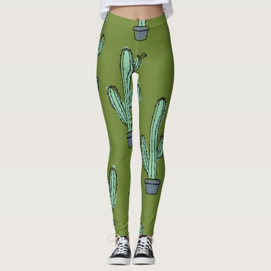 Cactus in Pot Illustratie Leggings (Voorkant)