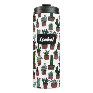 Cactus in potplanten Cute patroon Aangepast cadeau Thermosbeker
