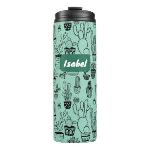 Cactus in potplanten Cute patroon Aangepast cadeau Thermosbeker