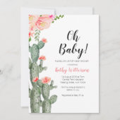 Cactus Invitation baby shower de fille succulente (Devant)