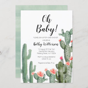 Cactus Invitation succulente oh baby shower