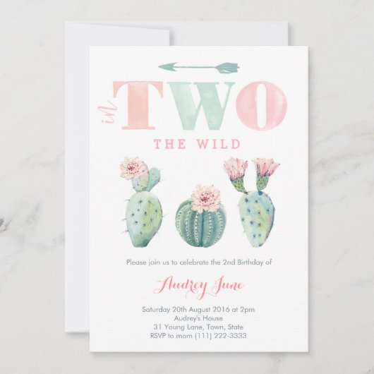Cactus Invitations de fête du 2e anniversaire, Bab (Devant)