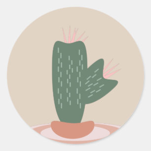 Cactus Kamerplant Ontwerp Met Doorns Ronde Sticker