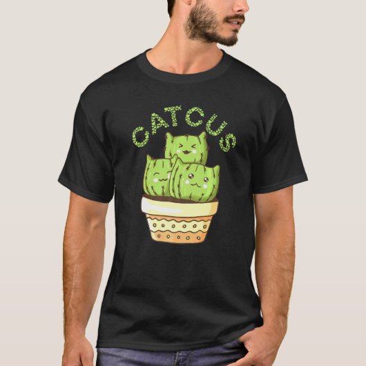 Cactus Kat Catcus Succulent Saguaro Cat Pun T-shirt (Voorkant)