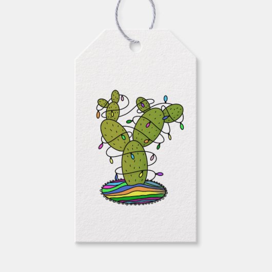 Cactus kerstboom cadeaulabel (Voorkant)