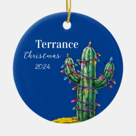 Cactus Kerstboom Gepersonaliseerd Ornament (Voorkant)