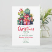 Cactus Kerstboom Waterverf Kaart (Staand voorkant)