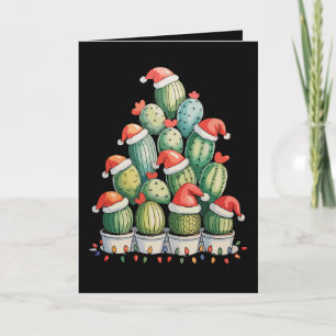 Cactus Kerstboom Xmas Lichtjes Succulent Kerstman Kaart