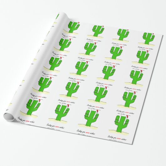 Cactus Kerstmis Cadeaupapier (Uitgerold)