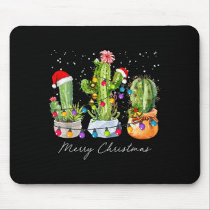 Cactus Kerstmis Xmas Bomen Lichten Kerstman Hoed C Muismat