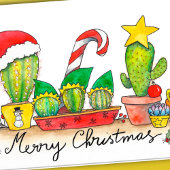 Cactus kerstwenskaart van Nicole Janes Kaart