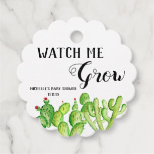 Cactus Kijk me groeien Cactussen groen Baby shower Bedankjes Labels
