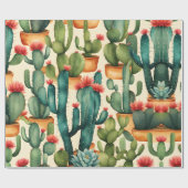 Cactus Kleurrijke Waterverf kunst Cadeaupapier (Vlak)